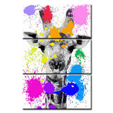 Painting by Numbers Art Animal Griraffe with Colorful Splashes of Paint - 3-Panel